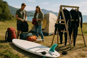 Disfruta del surf y el camping en un lugar donde cada día es una aventura en plena naturaleza. Elige tu equipo, sigue las normas y explora el entorno.