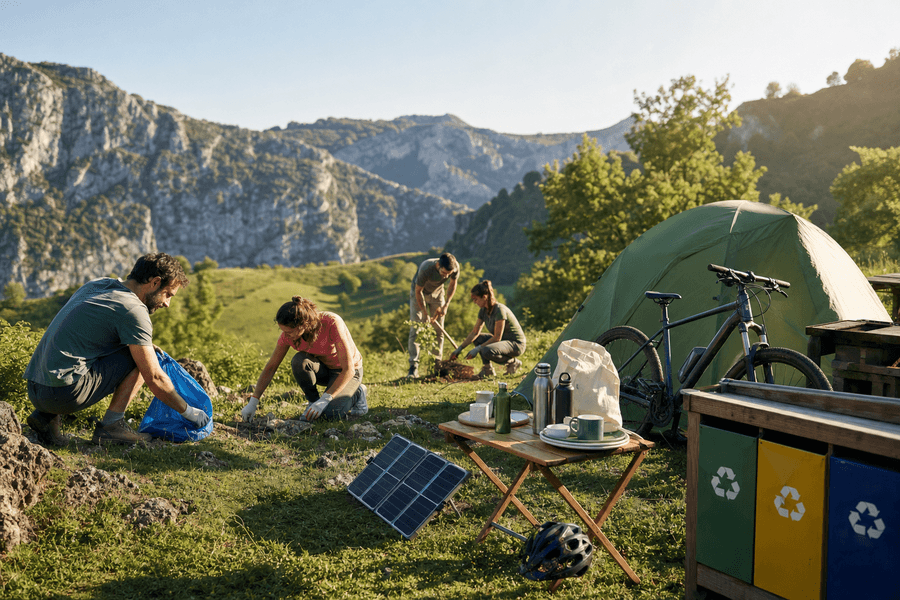 Practica la acampada sostenible eligiendo parcelas de bajo impacto, usando utensilios reutilizables y separando residuos. Opta por equipo ecológico y contribuye al cuidado de la naturaleza participando en acciones comunitarias. ¡Aventúrate protegiendo el medio ambiente!